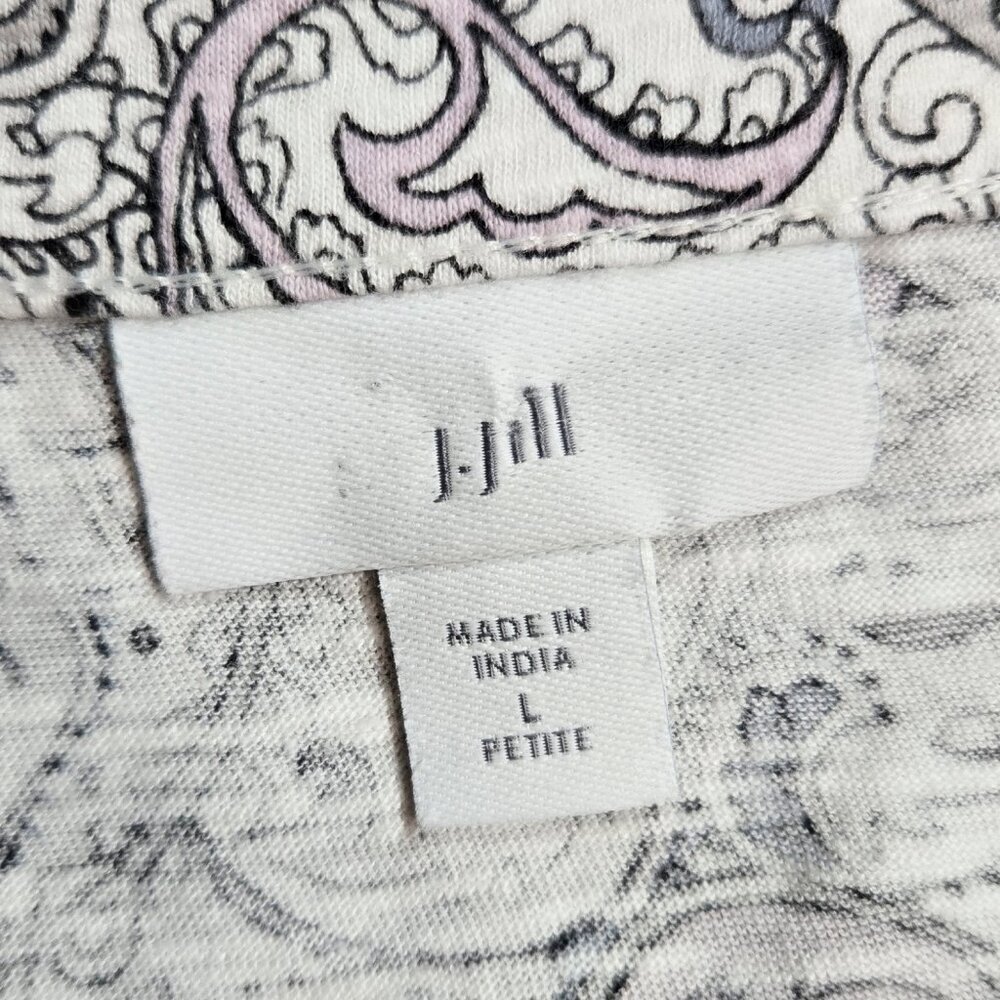 J. Jill Cotton Modal Blend Gray Paisley Square Neck Peasant Blouse Boho PETITE - Picture 5 of 8